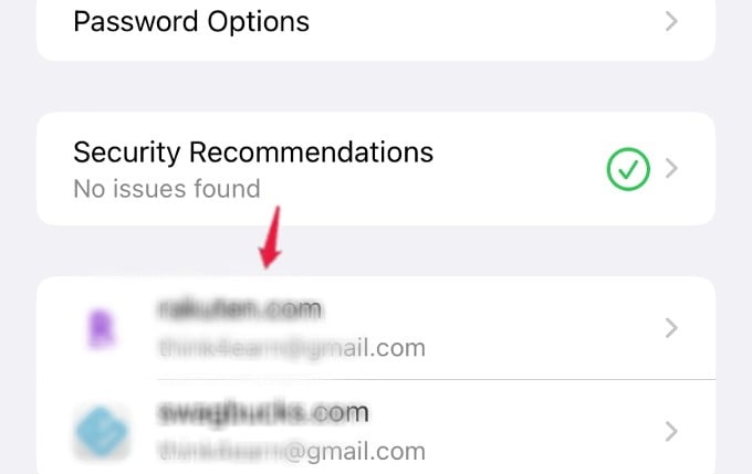 saved websites with passwords iphone