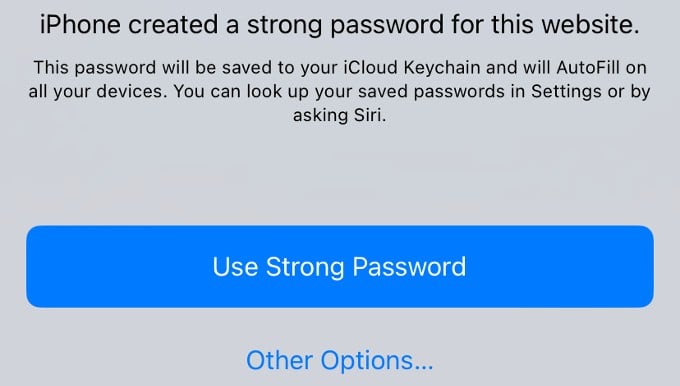 strong password safari iphone