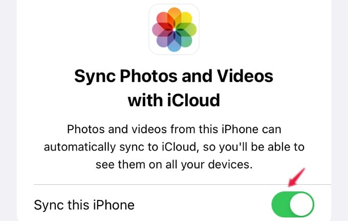 sync photos to icloud iphone