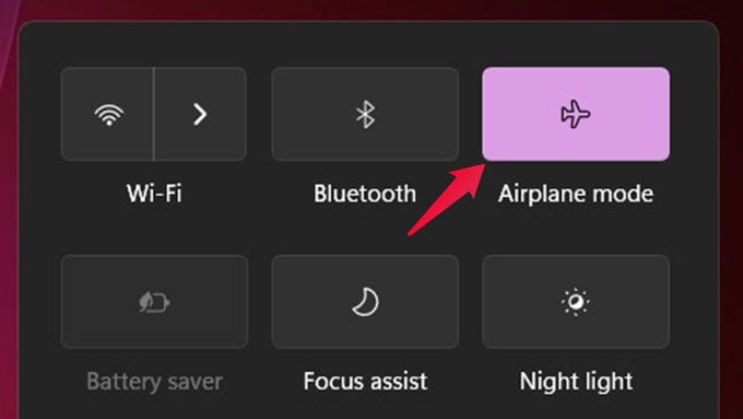 Enable Airplane Mode on Windows 11
