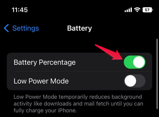 Enable Battery Percentage on iPhone