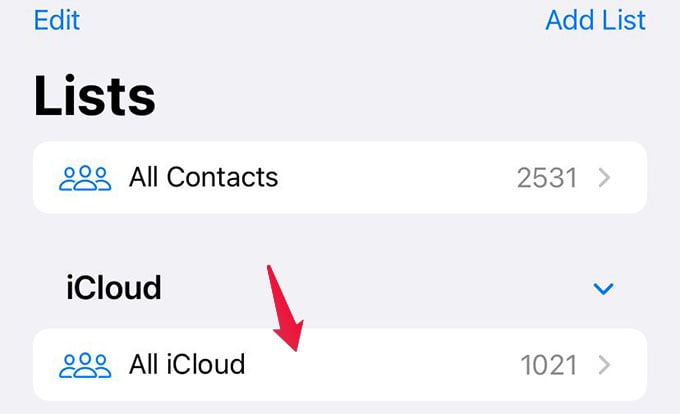 See All iCloud Contacts on iPhone