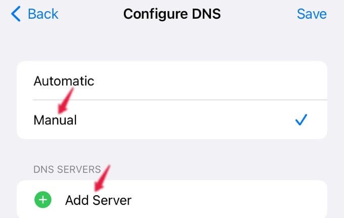 configure dns server iphone
