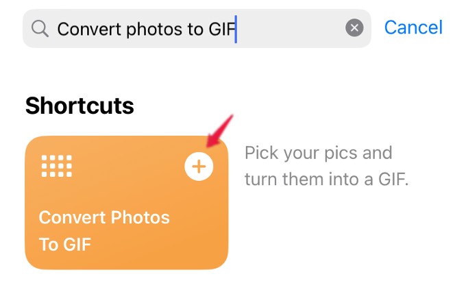 convert photos to gif shortcut