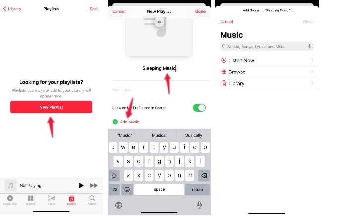 create new playlist apple music iphone