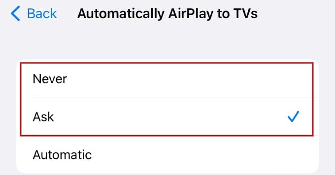 disable automatic connection of airplay iphone