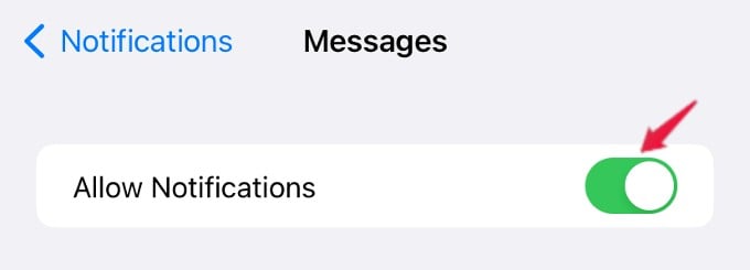 enable notifications for messages iphone