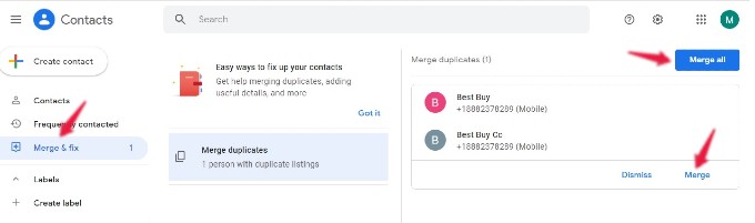 merge duplicate contacts gmail computer