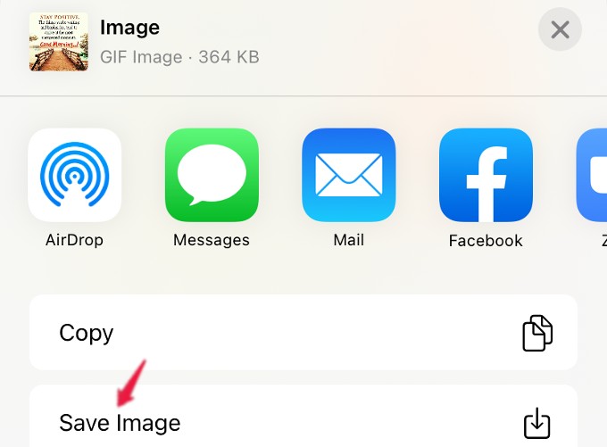save gif image from shortcut iphone