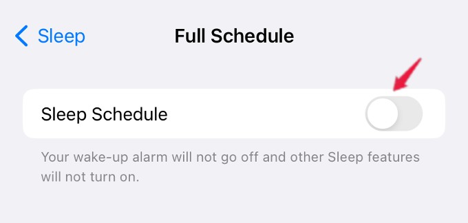 disable sleep schedule