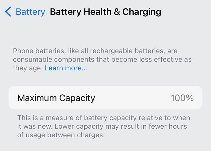 iPhone Battery 100 Capacity