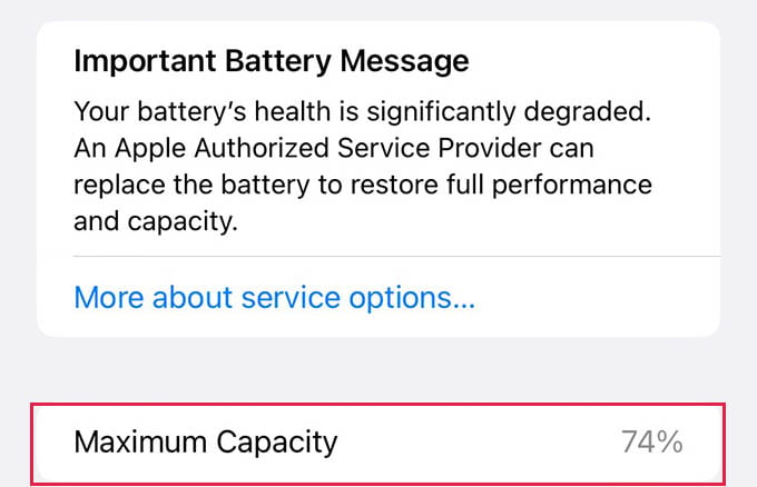 iPhone Maximum Battery Capacity Low