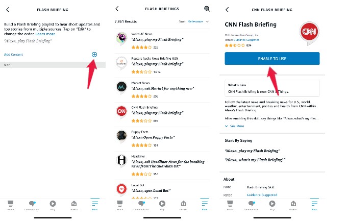 Add Source to Flash Briefing iOS Alexa App