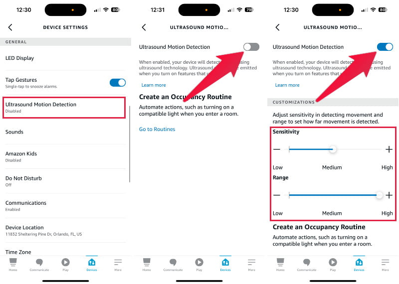 Alexa App Settings Enable Motion Alert