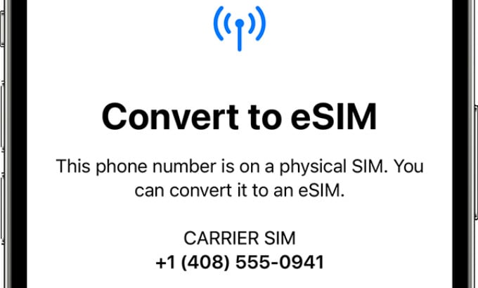 Apple Convert to eSim Screen