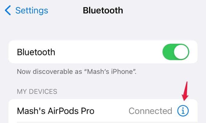Bluetooth Settings iPhone