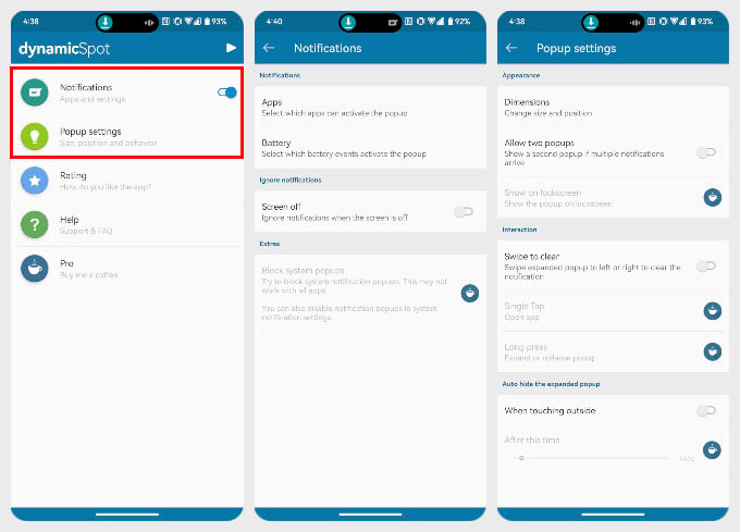 Dynamic spot settings