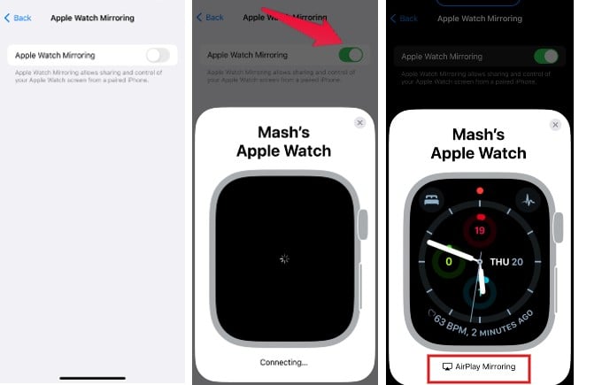 Enable Apple Watch Mirroring iPhone