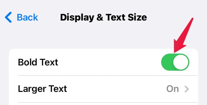 Enable Bold Text on Accessibility Menu iPhone