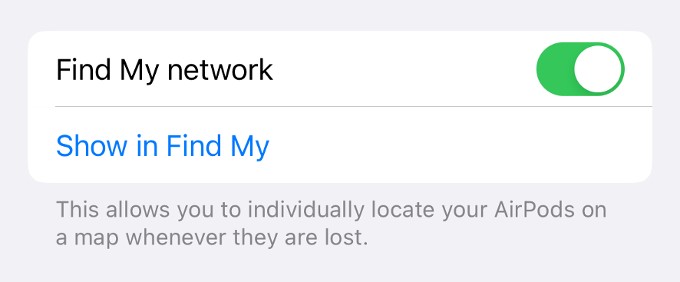 Find My Network AirPods iPhone