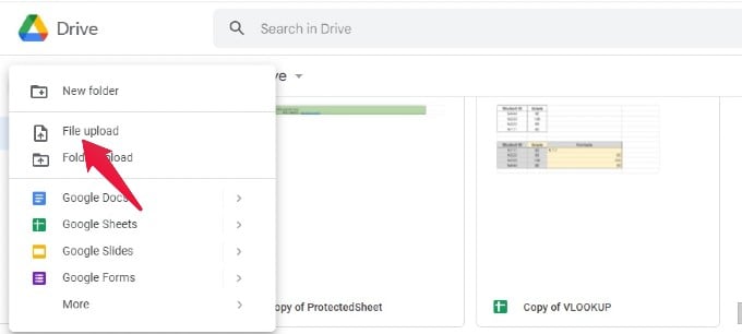 Google Drive Pop Up Menu Upload Files