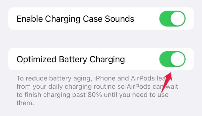 Optimized Battery Charging AirPods Pro iPhone