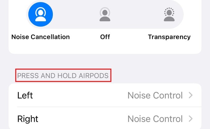 Press and Hold AirPods Pro Settings iPhone