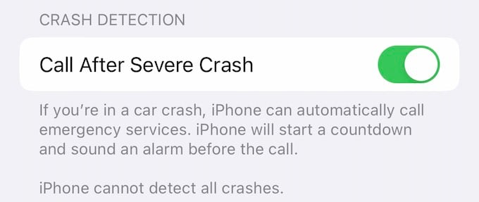 iPhone Car Crash Detection