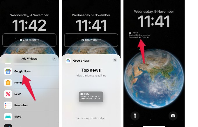 Add Google News Lock Screen Widget iPhone