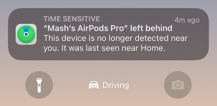 AirPods Left Behind Notification iPhone