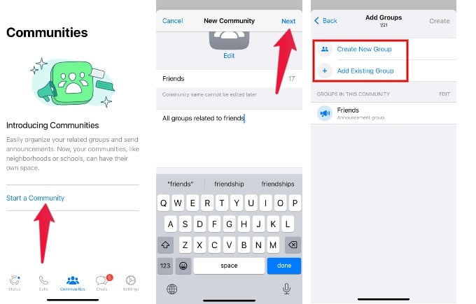 Create New WhatsApp Community iPhone