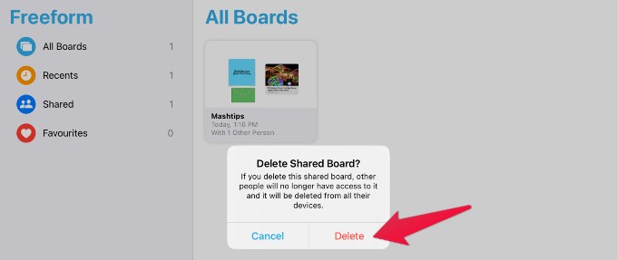 Delete Freeform Board iPad