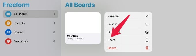 Freeform Board Sharing iPad