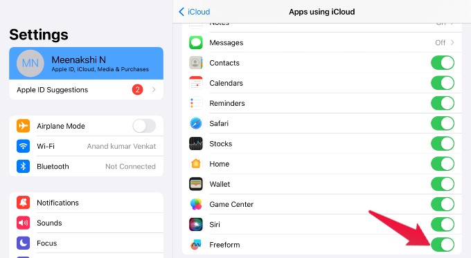 Freeform Sync to iCloud iPad