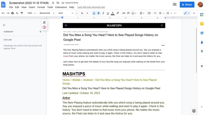 Google Docs online OCR