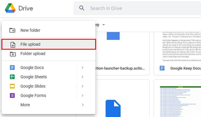 Upload file to Google Drive