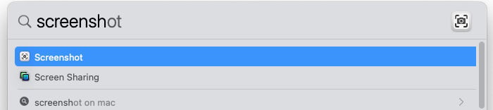 Mac Screenshot App from Spotlight