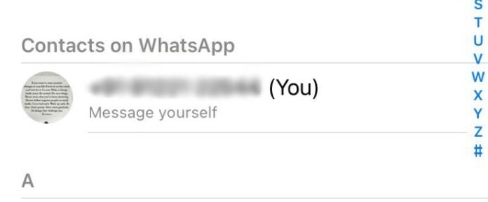 how to text yourself in whatsapp