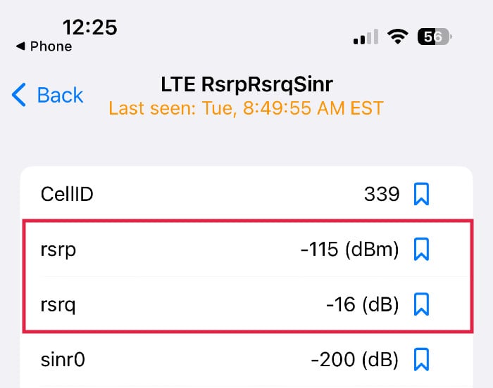 rsrp signal strength 5g