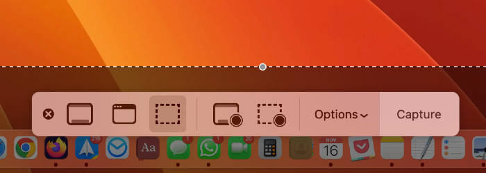 mac Screenshot Menu Buttons