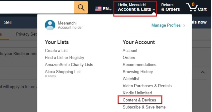 Amazon Account Profile Settings
