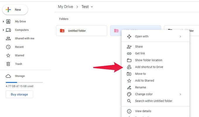 Create Google Drive Shortcut