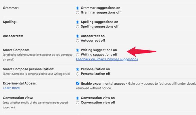 Enable Gmail Smart Compose