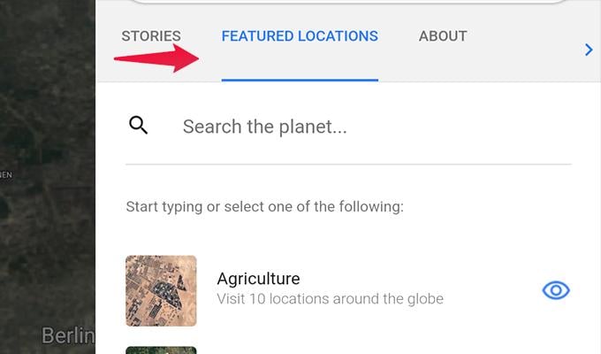 Features Locations- Google Earth App