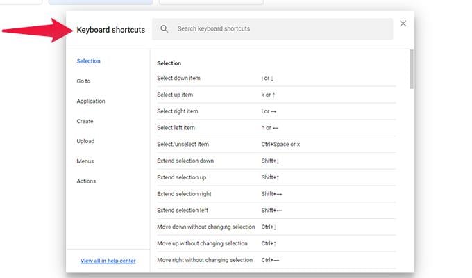 Google Drive Keyboard Shortcuts