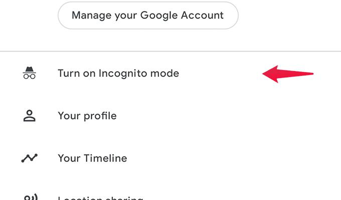 Google Maps Incognito Mode