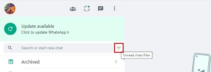 Unread Chats Filter WhatsApp Web