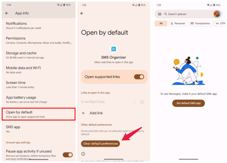 how to disable default message app on android