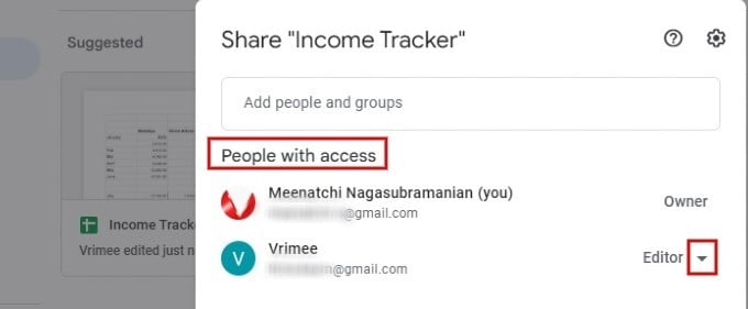 Google Sheet People With Access Menu