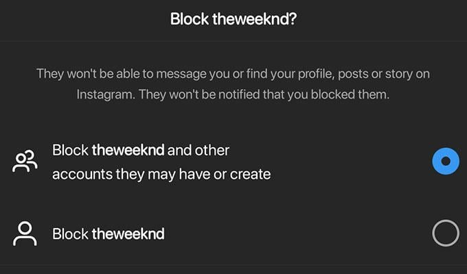 Instagram Block Account